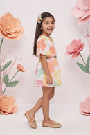 Girls Tropical Bloom Flutter Sleeve Belted Dress TSM30462