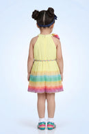 Girls Sunshine Yellow Rainbow Hem Dress TSM30567