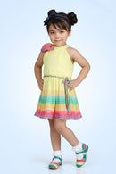 Girls Sunshine Yellow Rainbow Hem Dress TSM30567