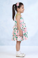 Girls Pink Floral Layered Party Dress TSM30571