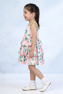Girls Pink Floral Layered Party Dress TSM30571