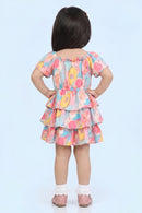 Girls Tropical Print Layered Ruffle Dress TSM30573