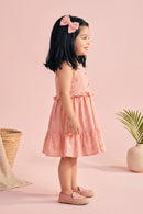 Peach Embroidered Tiered Dress TSM30634