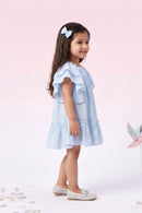 Girls Powder Blue Layered Ruffle Dress TSM30636