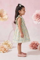Girls Pastel Floral Ruffle Sleeve Dress TSM30669