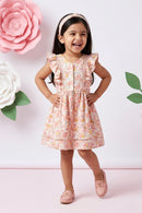 Girls Pink Floral Ruffle Dress TSM30669