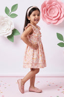 Girls Pink Floral Ruffle Dress TSM30669