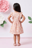 Girls Pink Floral Ruffle Dress TSM30669
