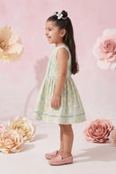 Girls Pastel Floral Ruffle Sleeve Dress TSM30669