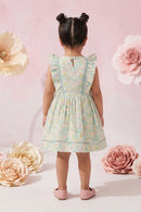 Girls Pastel Floral Ruffle Sleeve Dress TSM30669