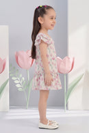 Girls Lavender Floral Flutter Sleeve Dress TSM30670
