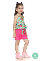 Tropical Print Top & Pink Shorts Set TSSET40386
