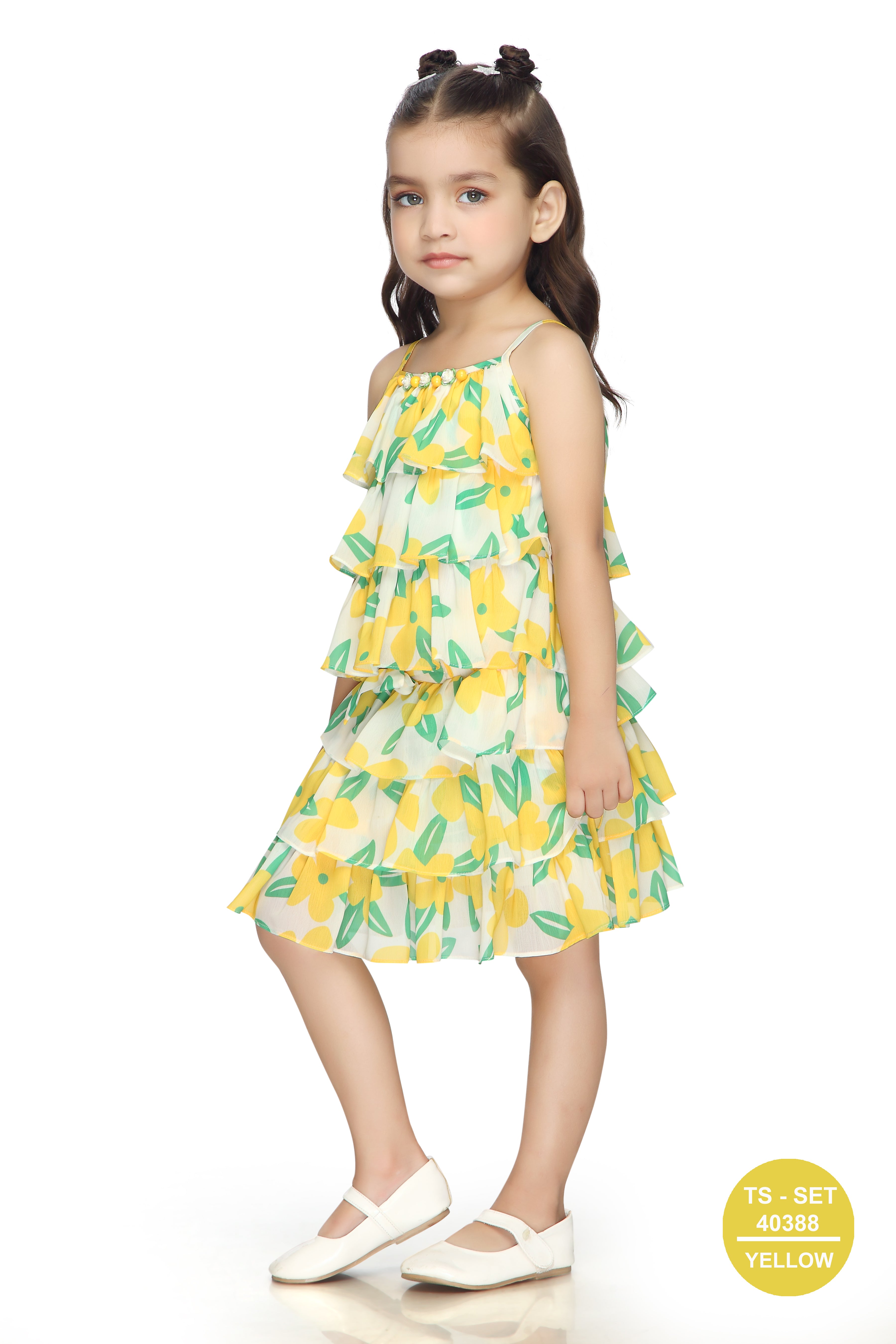 Lemon Print Tiered Ruffle Top & Skirt Set TSSET40388