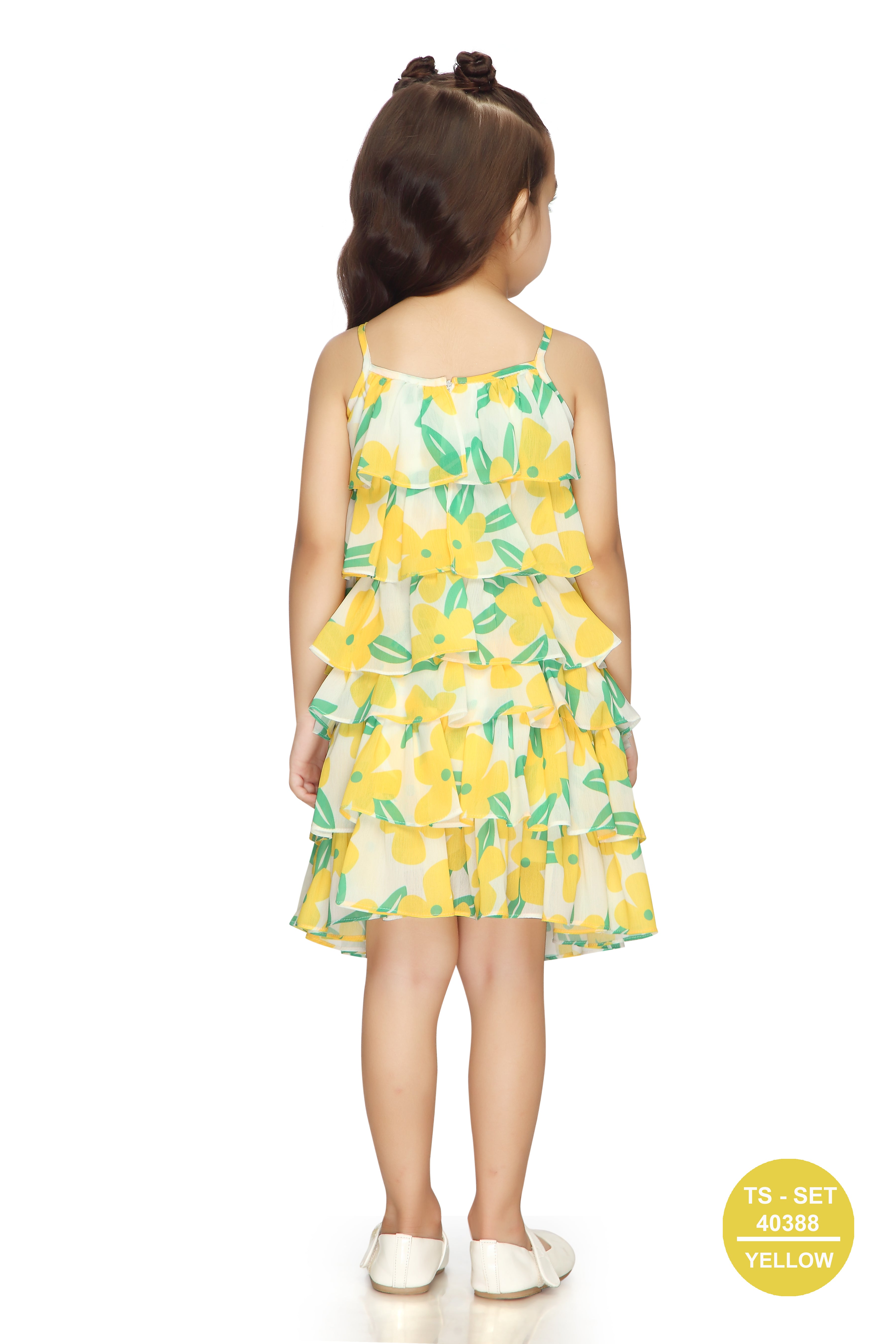 Lemon Print Tiered Ruffle Top & Skirt Set TSSET40388