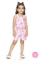 Pink Floral Sleeveless Top & Shorts Set TSSET40392