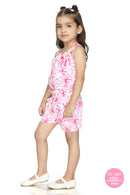 Pink Floral Sleeveless Top & Shorts Set TSSET40392