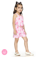 Pink Floral Sleeveless Top & Shorts Set TSSET40392