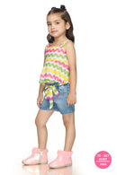 Rainbow Zigzag Top & Denim Shorts Set TSSET40397
