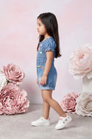 Denim Smocked Soild Playsuit Detailed with Heart TSJP30508