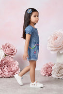 Denim Smocked Soild Playsuit Detailed with Heart TSJP30508