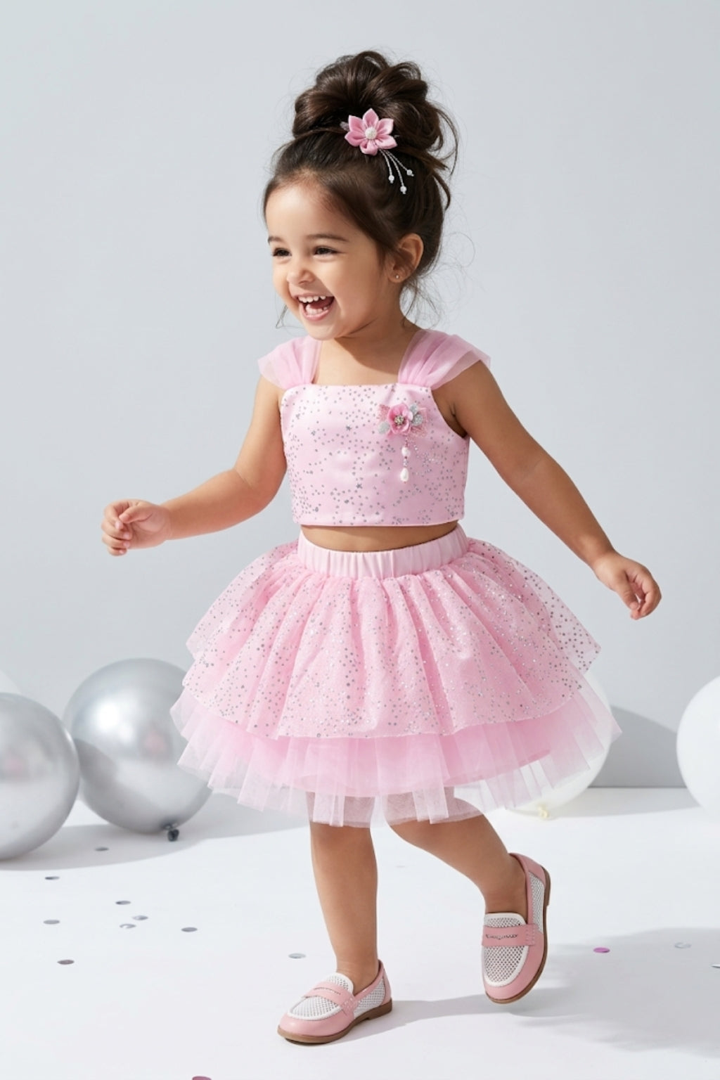 Pink Sparkle Tulle Top and Skirt Set TSSET40201