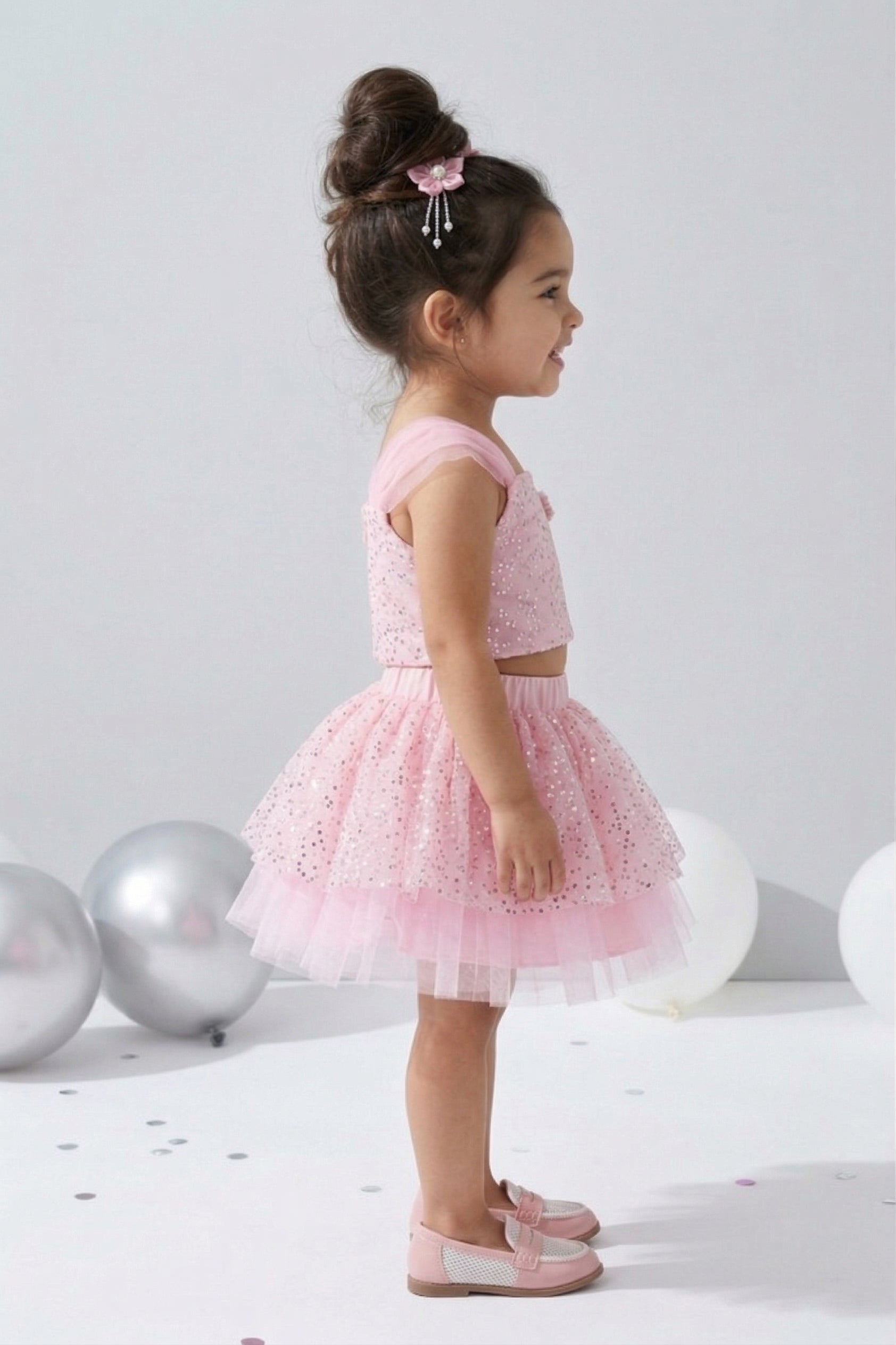 Pink Sparkle Tulle Top and Skirt Set TSSET40201