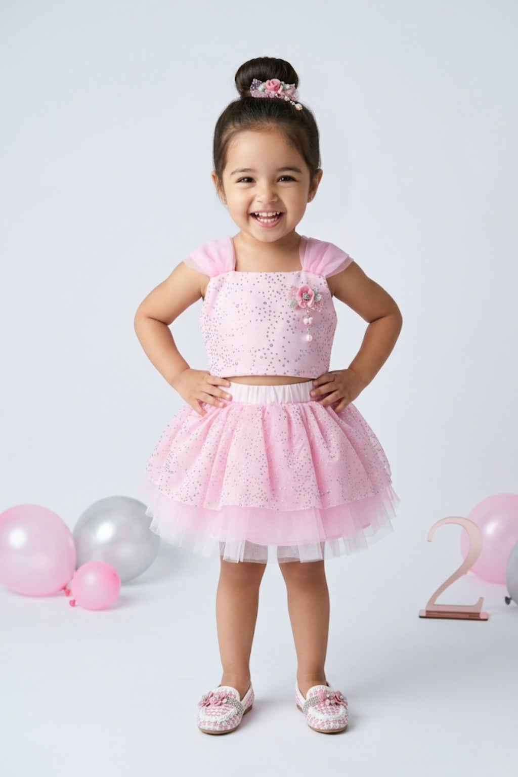 Pink Sparkle Tulle Top and Skirt Set TSSET40201