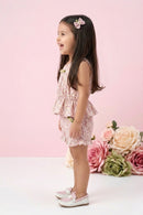 Cream Floral Peplum Top & Ruffle Shorts Set TSSET40225