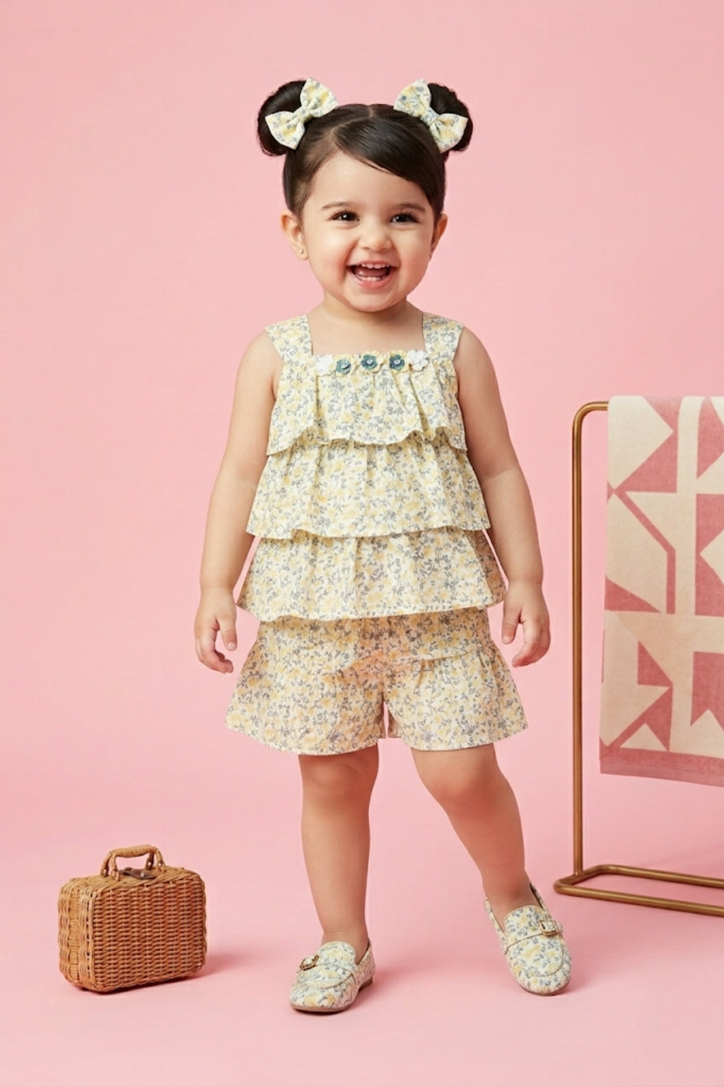 Floral Tiered Top & Shorts Co-ord Set TSSET40226