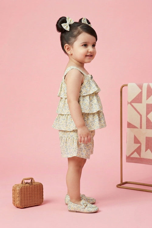 Floral Tiered Top & Shorts Co-ord Set TSSET40226