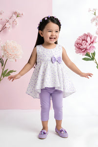 Lavender Floral Layered Top & Capri Pants Set TSSET40242