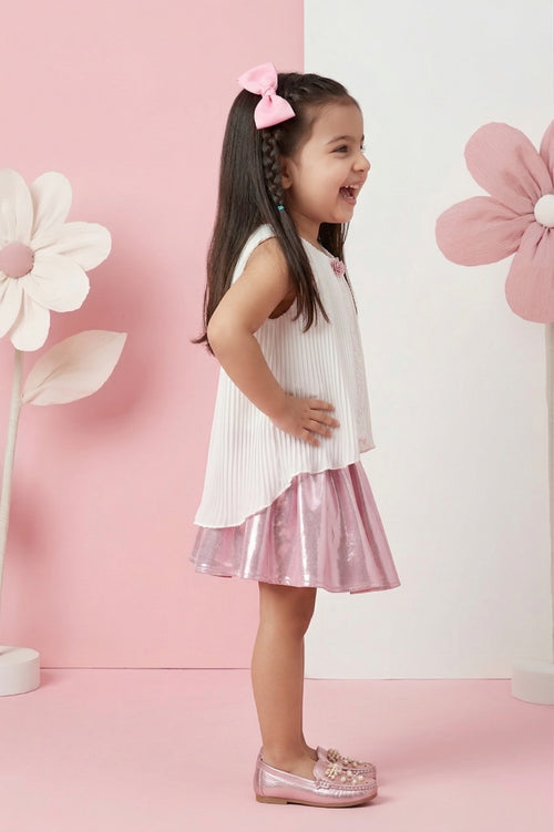 Sequin Pleated Top & Metallic Skirt Set TSSET40243