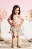 Peach Knot Top & Floral Skirt Set TSSET40244