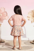 Peach Knot Top & Floral Skirt Set TSSET40244