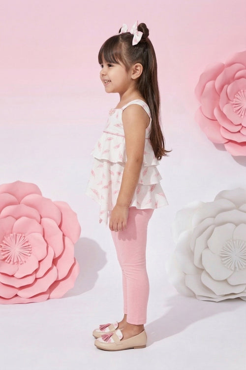 Layered Top & Pink Capri Set TSSET40245