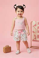 Pink Top & Heart Print Shorts Set TSSET40249
