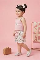 Pink Top & Heart Print Shorts Set TSSET40249