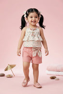 Floral Layered Top & Pink Shorts Co-ord Set TSSET40262