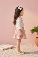 Pink Floral Skirt Set with Textured Top TSSET40330