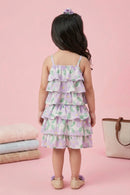 Lilac Floral Tiered Ruffle Top & Skirt Set TSSET40388