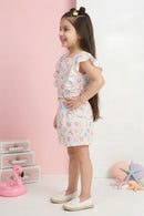 Alphabet Print Ruffle Top & Shorts Set TSSET40389