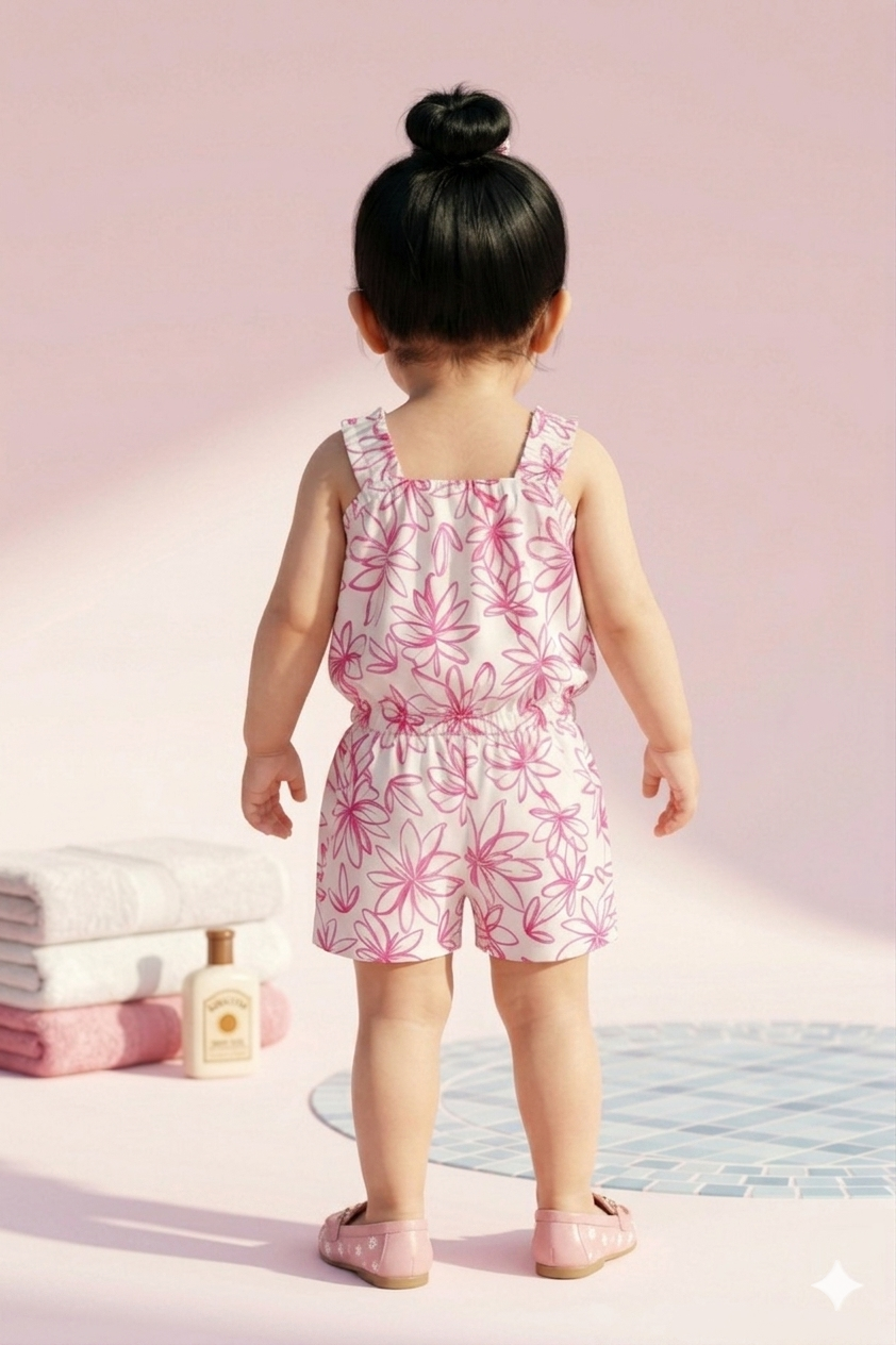 Pink Floral Sleeveless Top & Shorts Set TSSET40392