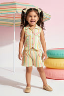 Pastel Stripe Sleeveless Top & Shorts Set TSSET40399