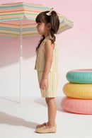 Pastel Stripe Sleeveless Top & Shorts Set TSSET40399