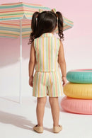 Pastel Stripe Sleeveless Top & Shorts Set TSSET40399