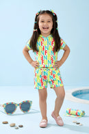 “FUN” Print Shirt &amp; Shorts Co-ord Set TSSET40410