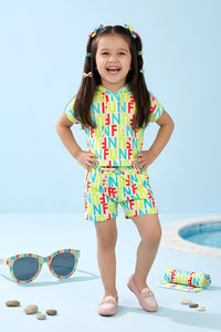 “FUN” Print Shirt &amp; Shorts Co-ord Set TSSET40410