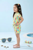 “FUN” Print Shirt &amp; Shorts Co-ord Set TSSET40410