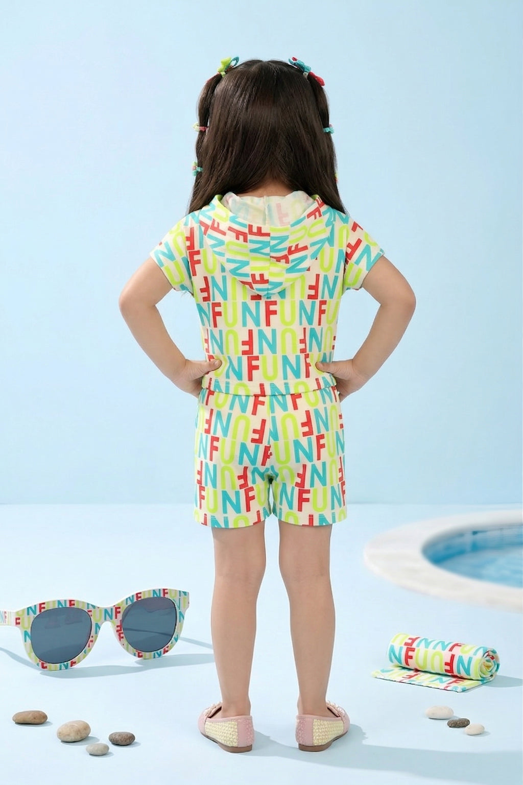 “FUN” Print Shirt &amp; Shorts Co-ord Set TSSET40410