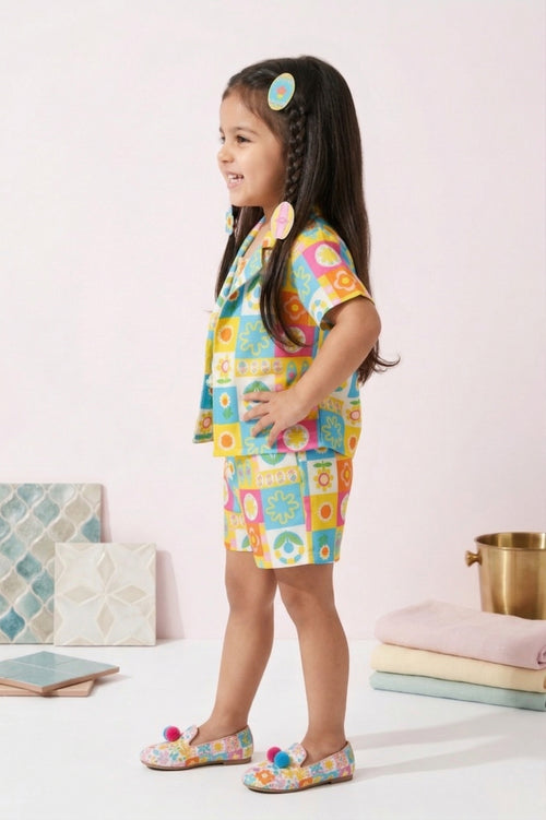 Retro Print Shirt & Shorts Co-ord Set TSSET40468
